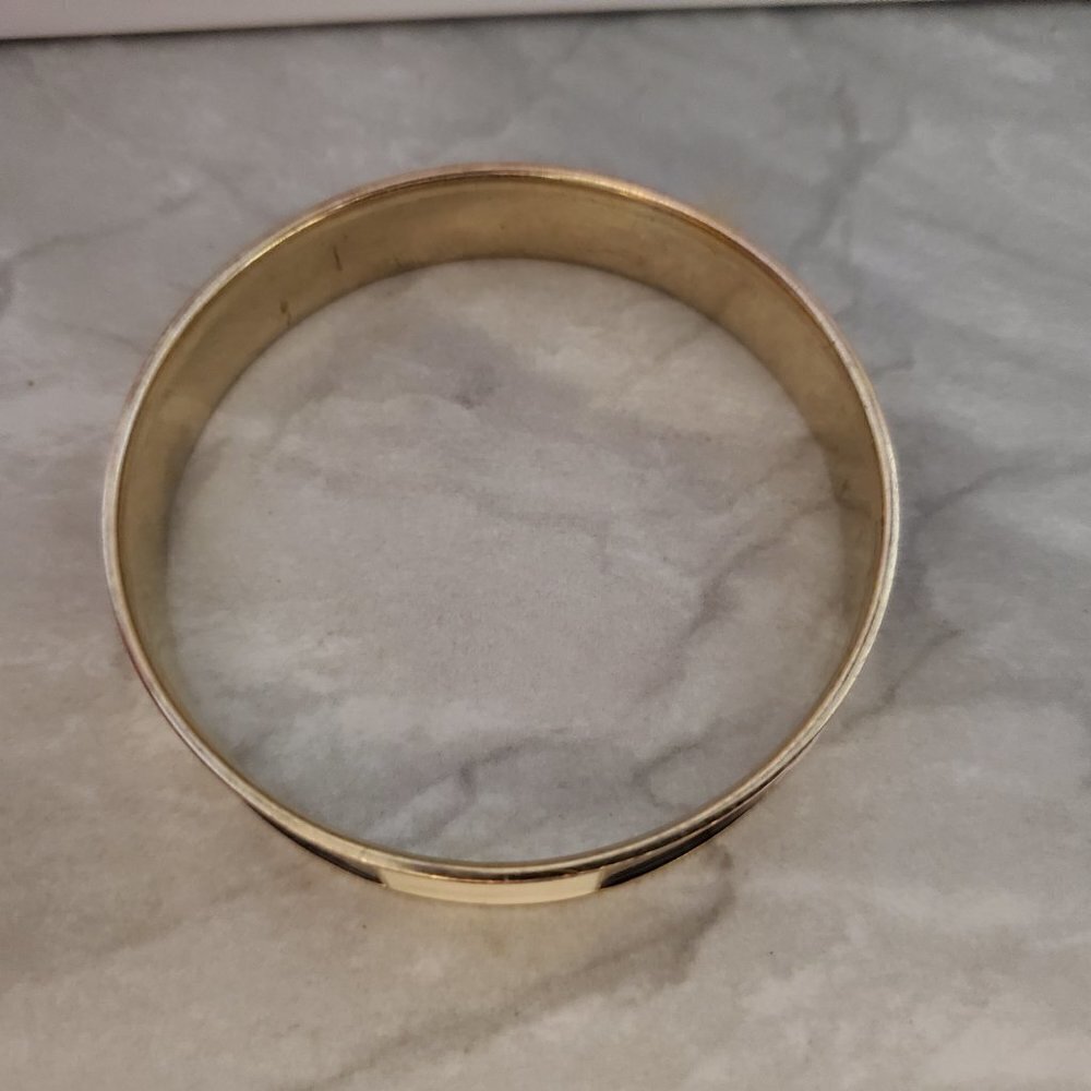 💕 Vintage 90s 1990s J.Crew Black Cream Striped Enamel Bangle Bracelet 💕 - Picture 10 of 12